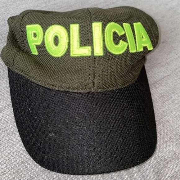 Cool  forest green black Policia logo baseball Hat - Picture 2 of 5